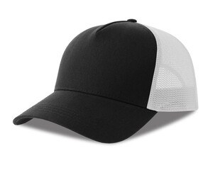 ATLANTIS HEADWEAR AT228 - 5-panel cotton trucker-style cap Black/White